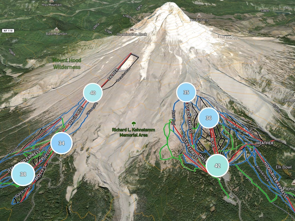 OpenSnow display for skiiers