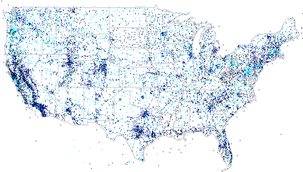 Map of USPest observations used